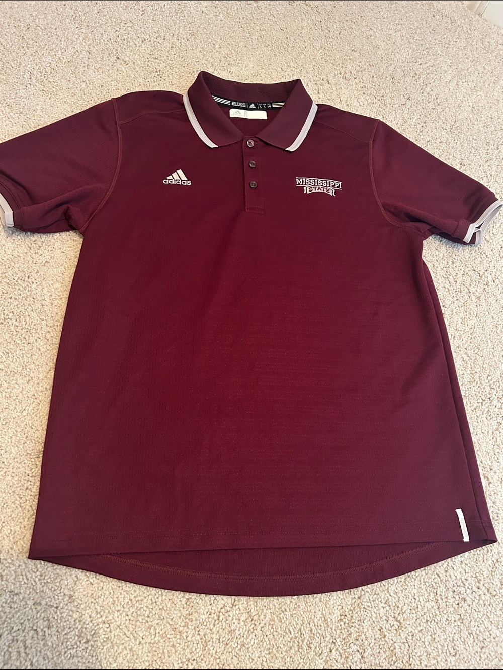 adidas Men's Maroon Polo with Mississippi State logo